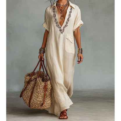 🌸 50% OFF NOW! 🌸Women's Deep V-Neck Flowy Maxi Dress