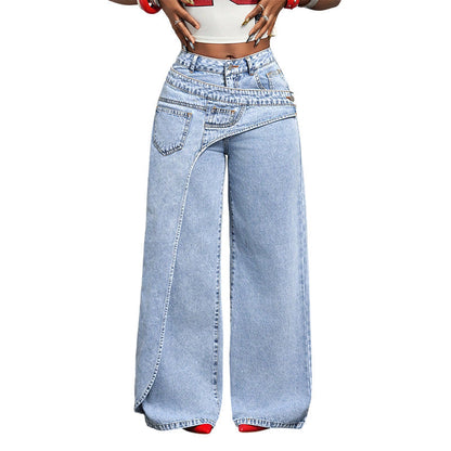 👖 50% OFF NOW! ✨ Women's Asymmetrical Waist Wide Leg Jeans – Unique waist design, relaxed fit & versatile – Perfect for chic everyday style & casual outings 🌿