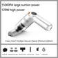 🚗  10000Pa Cordless Handheld Vacuum, Portable Wireless Cleaner with Washable Filter & Multi-Nozzle Kit