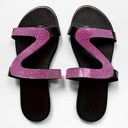 🌸Women's Rhinestone Flat Slide Sandals
