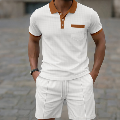 🥳2026 HOT SALE🥳💞Summer Casual Waffle Knit 2-Piece Set for Men