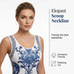 👗 40% OFF! ✨ Women's Classic Floral Print Maxi Dress – Bodycon, Side Slit, Porcelain Pattern 💙