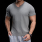 👕 LIMITED-TIME 50% OFF! ✨ Breathable V-Neck Knit Tee – Textured Finish, Athletic Fit, Gym to Street 🏋️