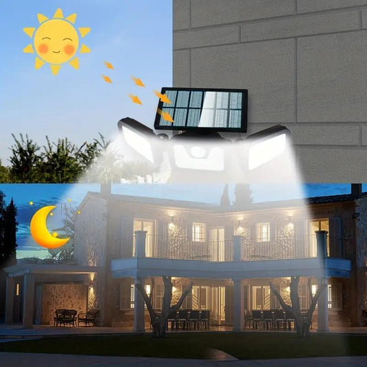 🏠🌞Solar 3-Heads Wall Light With Sensor Lighting Function