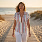 ⏳Limited-time 50% off⏰Women's Striped Short-Sleeve Button Down Shirt👔🏖️