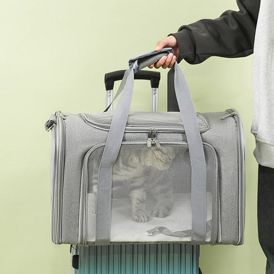 🐾🌞Large Foldable Mesh Cat Carrier Bag