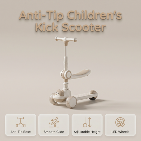 🛴Anti-Tip Children's Kick Scooter with Luminous Wheels