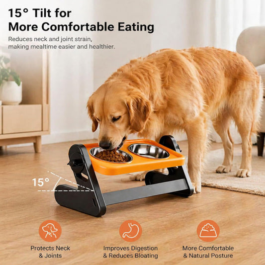 Adjustable Height Ergonomic Elevated Pet Bowl