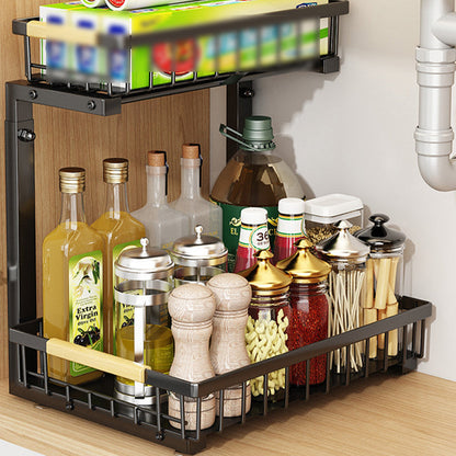 🏠2-Tier Adjustable Pull-Out Cabinet Storage Rack