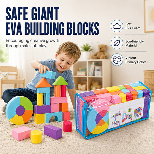 🧱 Soft EVA Foam Building Blocks Set for Kids — 52 Pcs Colourful Construction Blocks