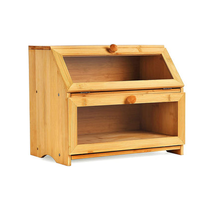 Bamboo Double-Layer Bread Storage Box