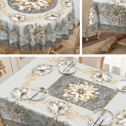 📢📢50% OFF !! ⏰Elegant Waterproof Embossed Floral Tablecloth