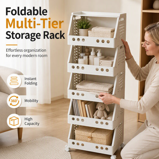 📢📢40% OFF !! ⏰Multi-Tier Foldable Storage Organizer with Wheels
