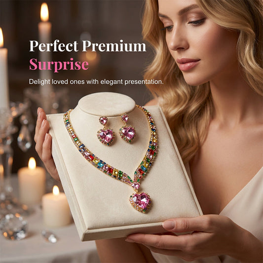 📢📢50% OFF !! ⏰Sparkling Heart Necklace & Earring Set