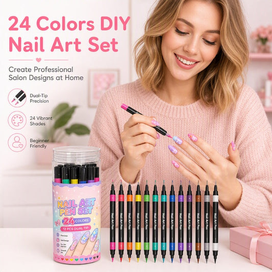 💅LAST DAY BUY 1 GET 1 FREE🎨24‑Colors Dual‑Ended Nail Art Pens‑DIY Manicure Drawing Set🎁