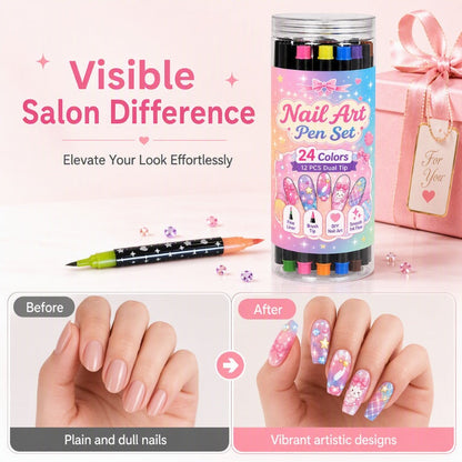 💅LAST DAY BUY 1 GET 1 FREE🎨24‑Colors Dual‑Ended Nail Art Pens‑DIY Manicure Drawing Set🎁