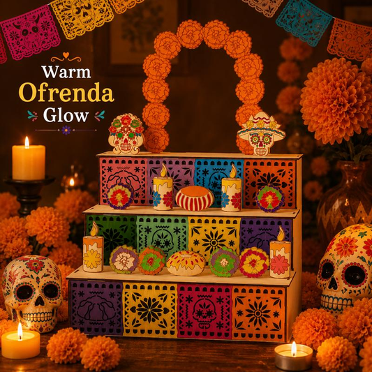 📢📢40% OFF !! ⏰Day of the Dead Wooden 3-Tier Ofrenda Display