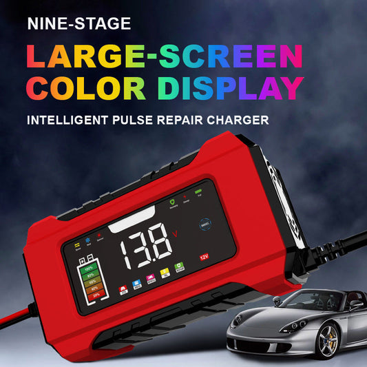 🚗12V 6A Smart Car Battery Charger with LCD Display