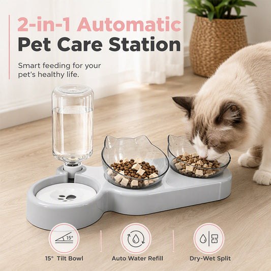 🐾2-in-1 Ergonomic Elevated Tilted Pet Bowl