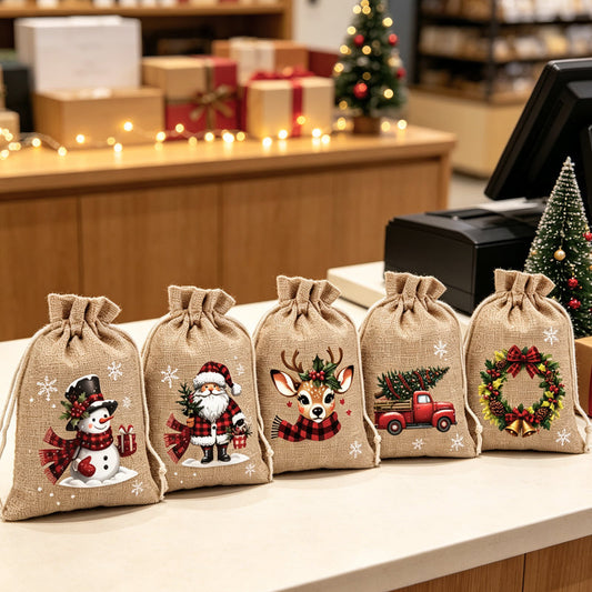 🎄 Buy 3 Get 2 Free! 🎁 Drawstring Gift Bags – Festive, reusable & perfect for wrapping ✨