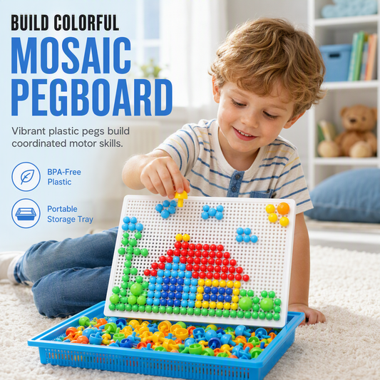 🎁Kids Educational Mushroom Nail Pegboard Toy DIY Creative Mosaic Insert Puzzle Game with Large and Small Pegs