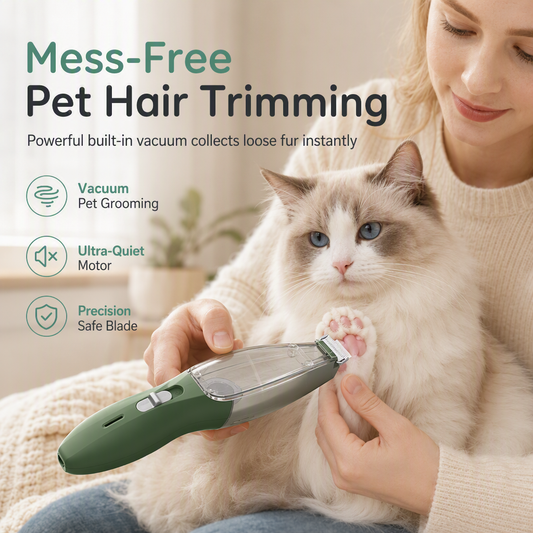 📢📢40% OFF !! ⏰Low Noise Pet Grooming Kit with Vacuum Electric Hair Clippers and Complete Shedding Tool Set