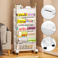 ⏳🔥LIMITED-TIME 50% OFF! ⏰ Movable Bookshelf on Wheels: 5/6 Tiers, 45° Angled Shelves, Lockable Casters, Space-Saving Design📚