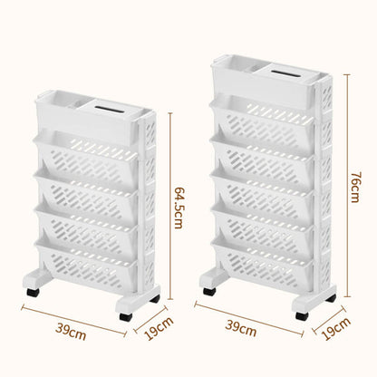 ⏳🔥LIMITED-TIME 50% OFF! ⏰ Movable Bookshelf on Wheels: 5/6 Tiers, 45° Angled Shelves, Lockable Casters, Space-Saving Design📚