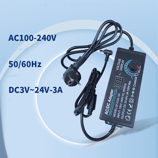 📢📢50% OFF !! ⏰Adjustable 3V-24V 3A Universal AC/DC Power Adapter