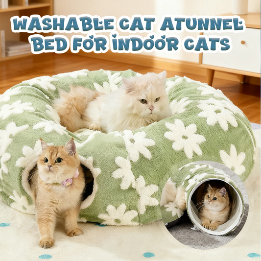 🐾Washable Cat Tunnel Bed for Indoor Cats