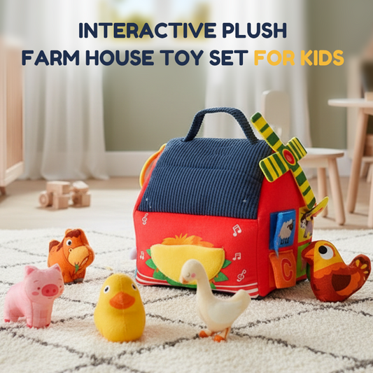 🐮🏡Interactive Plush Farm House Toy Set for Kids