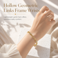 📢📢50% OFF !! ⏰ Gold Rhinestone Heart & Square Hollow Chain Bracelet – Hand-Set Rhinestone Hearts, Polished Gold Clasp & Lightweight Geometric Links – Parisian Elegance for Every Outfit 💛