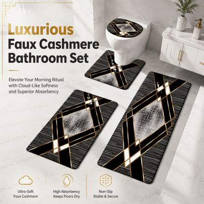 💧 Absorbent Cashmere Bath Mat Set: 4-Piece Plush, Non-Slip, Soft, for Bathroom Floor