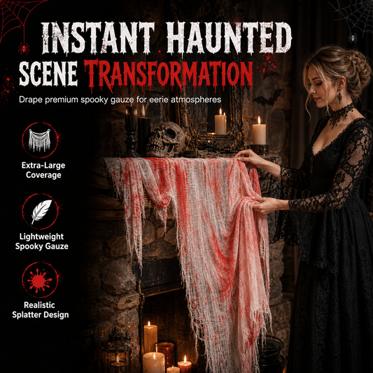 Halloween Creepy Cloth Gauze Hanging Decoration 215 x 500 cm Large Fabric Prop for Haunted House and Party Scene Layout