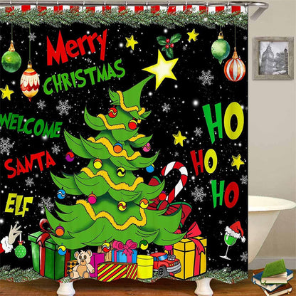 📢📢40% OFF !! ⏰4PCS Waterproof Christmas Shower Curtain Set
