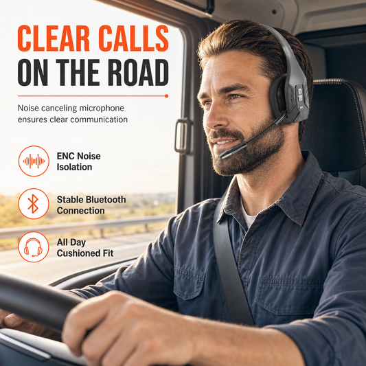 📢📢50% OFF !! ⏰Wireless Bluetooth Call Center Headset with ENC Environmental Noise Cancellation and Auto Pairing for Customer Service and Truck Drivers